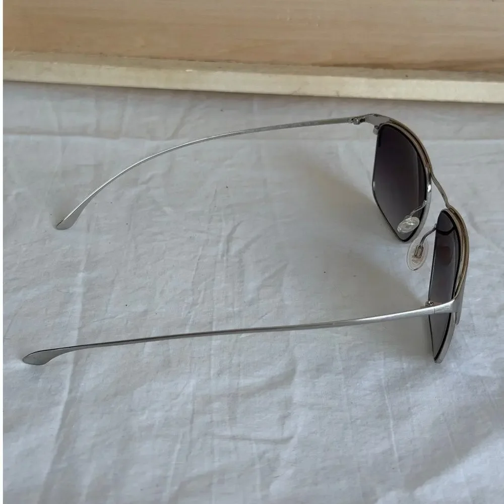 Paul Smith Lanyon Flat Top Aviators PM 4068-S Brushed Silver Frame Mirror Lens